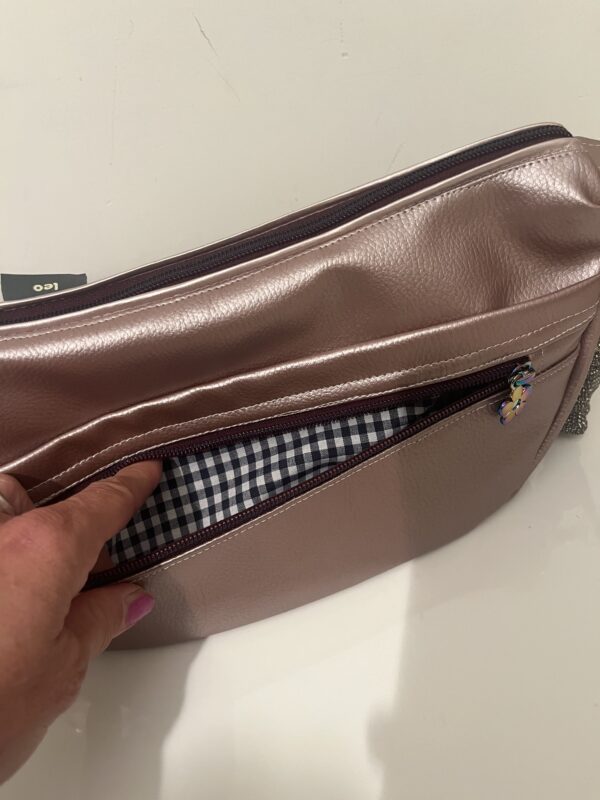 Roze metallic moon tas