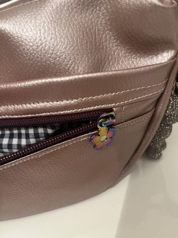 Roze metallic moon tas